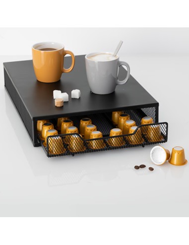Porte-Capsules Mayaj Noir avec Tiroir Espresso x60 Capsules Five