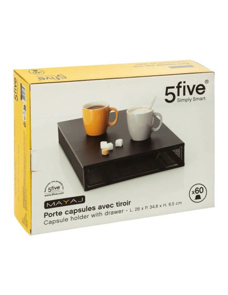 Porte-Capsules Mayaj Noir avec Tiroir Espresso x60 Capsules Five