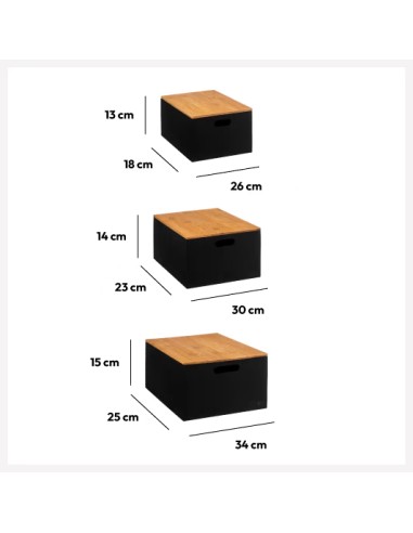 Lot De 3 Boîtes Avec couvercle En Bambou Five