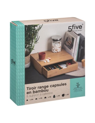 Porte-capsules 1 Tiroir En Bambou Five
