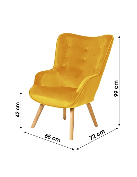 Fauteuil En Velours Jaune Moutarde Fornord