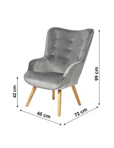 Fauteuil En Velours Gris Clair Fornord 2