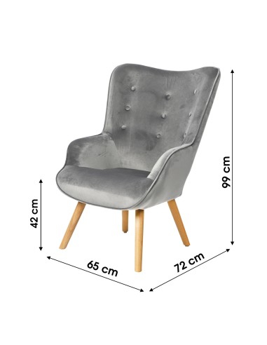 Fauteuil En Velours Gris Clair Fornord