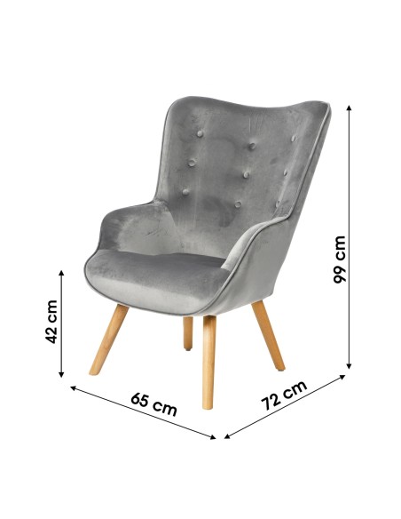 Fauteuil En Velours Gris Clair Fornord
