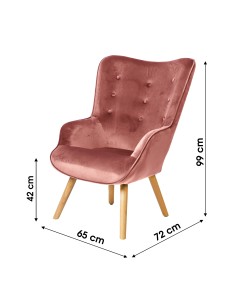 Fauteuil En Velours Rose Fornord 2
