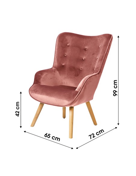Fauteuil En Velours Rose Fornord