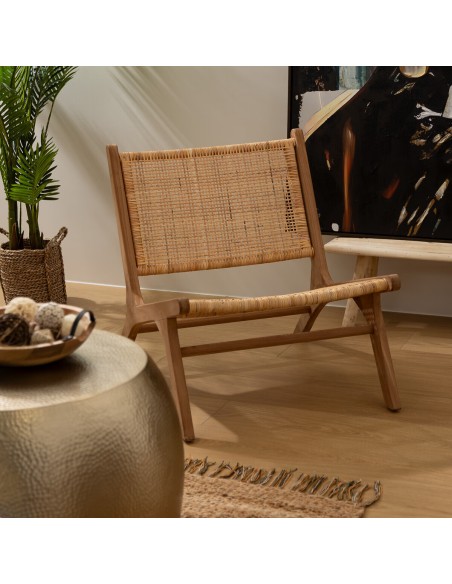 Fauteuil En Rotin Teck Timor Beige Atmosphera