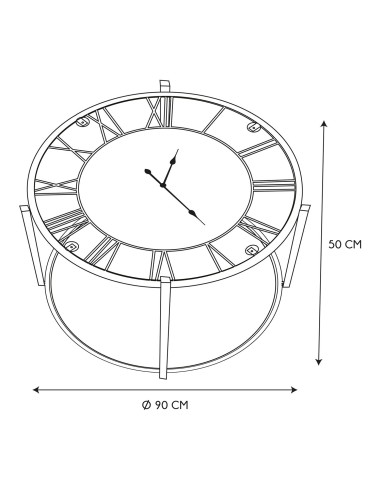 Table Horloge Dia D90 Noire Home Deco Factory
