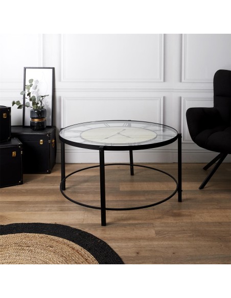 Table Horloge Dia D90 Noire Home Deco Factory
