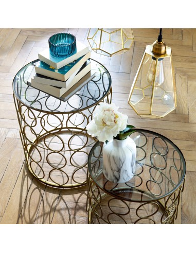 Lot De 2 Tables D'appoint En Métal Archi Doré Atmosphera