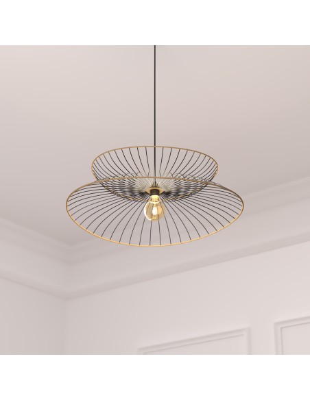 Suspension En Métal Et Rotin Alara Noir Atmosphera