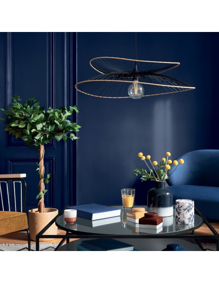Suspension En Métal Et Rotin Alara Noir Atmosphera
