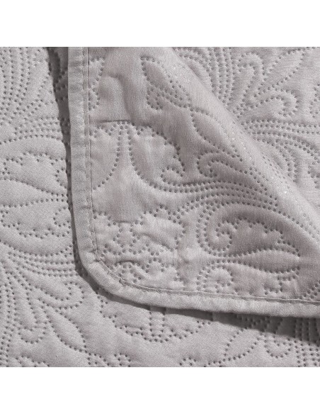 Dessus De Lit Arabesque 240x260 + 2 Taies D'Oreiller Taupe Atmosphera