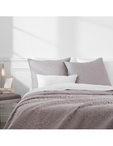 Dessus De Lit Arabesque 240x260 + 2 Taies D'Oreiller Taupe Atmosphera