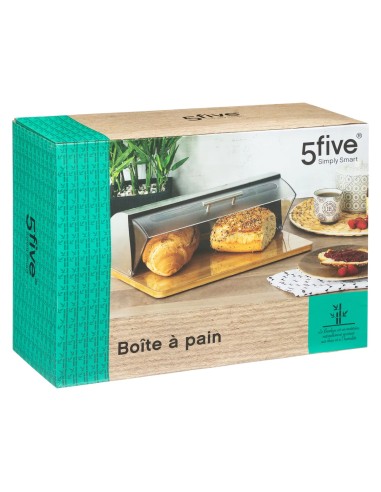 Boîte À Pain En Bambou Et Inox Transparent Five