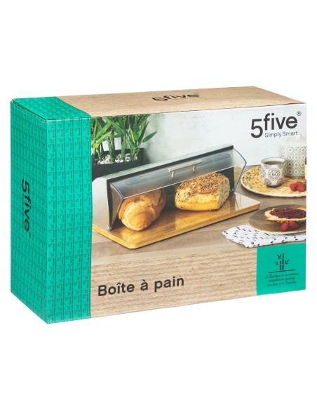 Boîte À Pain En Bambou Et Inox Transparent Five