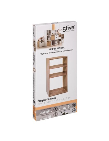 Étagère 2+1 Cases Mix'N'Modul Naturel Five