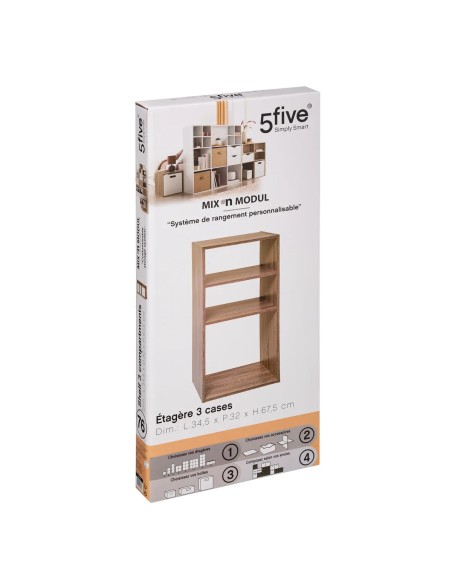 Étagère 2+1 Cases Mix'N'Modul Naturel Five