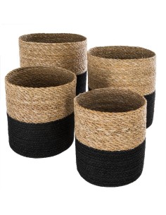 Lot De 4 Paniers En Jute Noir Atmosphera
