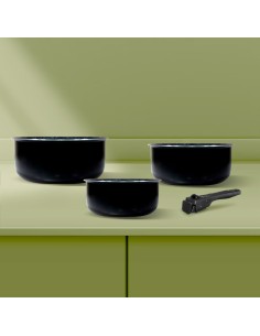 Lot De 3 Casseroles 16 / 18 / 20 cm Noires En Aluminium Five 2