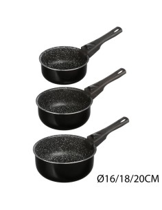 Lot De 3 Casseroles 16 / 18 / 20 cm Noires En Aluminium Five