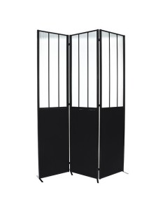 Paravent Atelier En Métal Et Verre Noam Noir Atmosphera