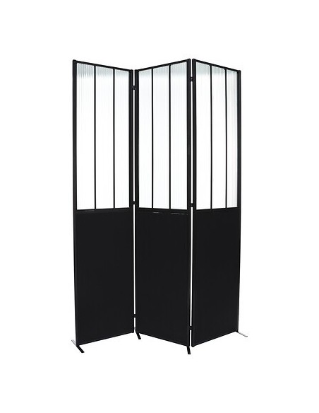 Paravent Atelier En Métal Et Verre Noam Noir Atmosphera
