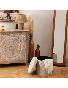 Pouf Pliant Pasti Rond D38 Blanc Atmosphera