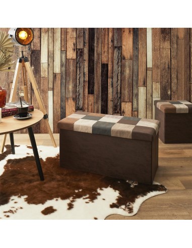 Coffre Banc Pliable Retro Marron Home Deco Factory