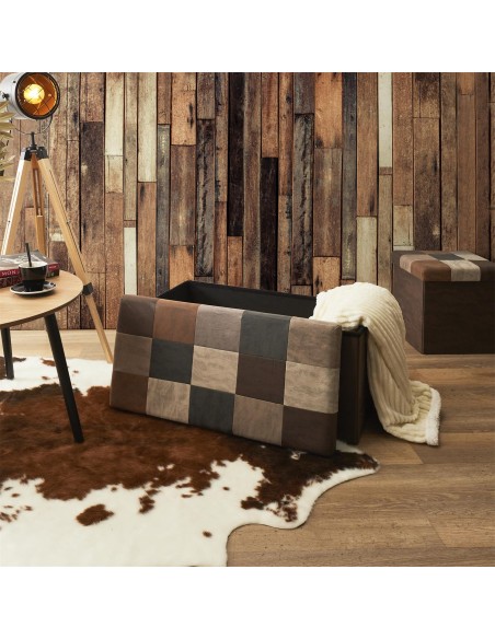 Coffre Banc Pliable Retro Marron Home Deco Factory