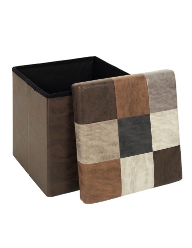 Coffre Pouf Pliable Retro Marron Home Deco Factory