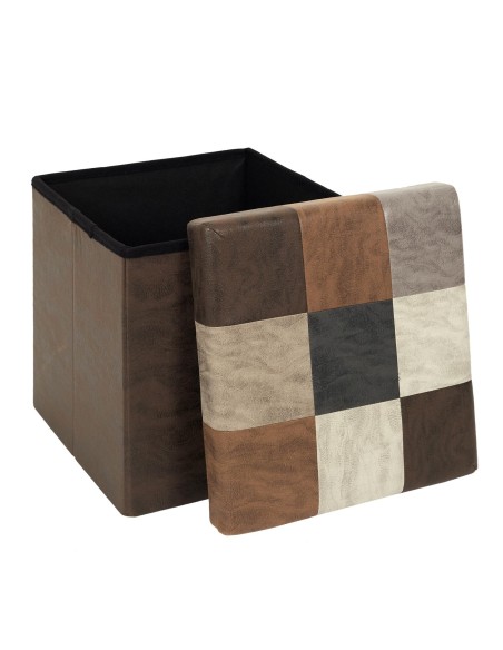 Coffre Pouf Pliable Retro Marron Home Deco Factory