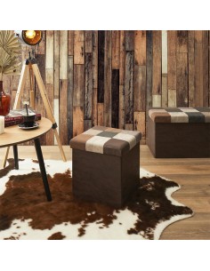 Coffre Pouf Pliable Retro Marron Home Deco Factory 2