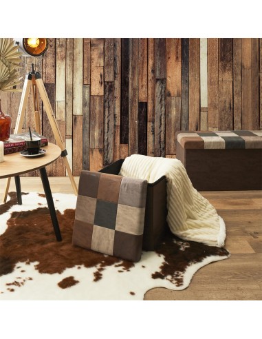 Coffre Pouf Pliable Retro Marron Home Deco Factory