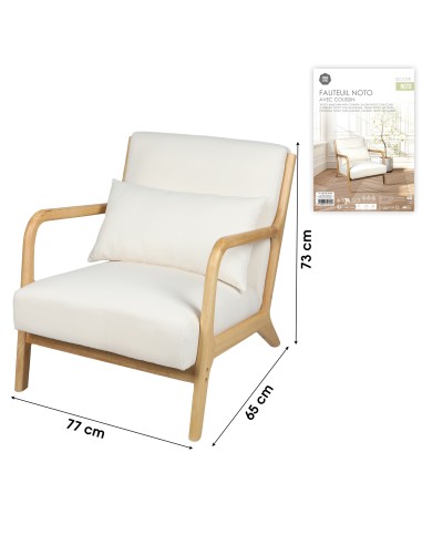 Fauteuil En Bois D'hévéa Noto Avec Coussin Blanc Atmosphera