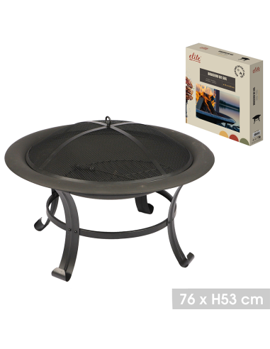 Brasero Sur Pieds Avec Tisonnier Et Couvercle Noir Five