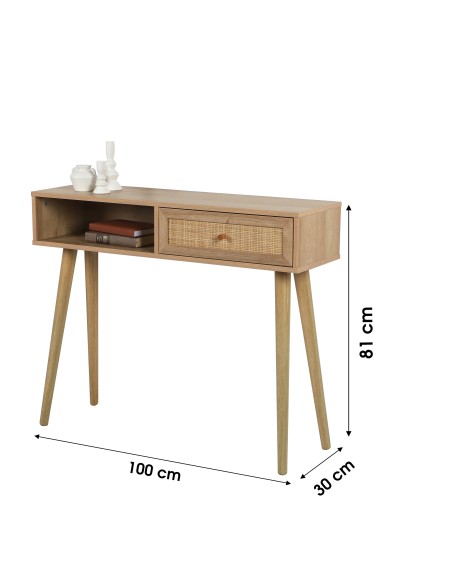 Console Avec 1 Tiroir Bali Beige Atmosphera