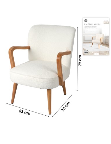 Fauteuil Austin En Teddy Ivoire Atmosphera
