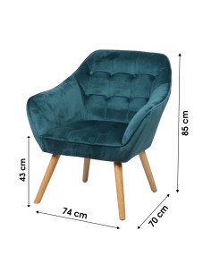 Fauteuil En Velours Oly Bleu Canard Atmosphera 2