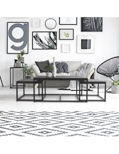 Lot De 3 Tables Basse En Métal Empilables Noir Atmosphera 2