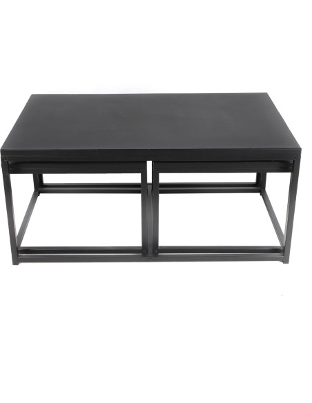 Lot De 3 Tables Basse En Métal Empilables Noir Atmosphera