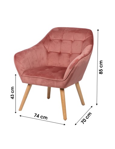 Fauteuil En Velours Oly Rose Atmosphera