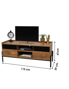 Meuble Tv 2 Portes En Bois Marron Atmosphera 2