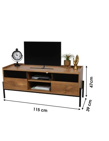 Meuble Tv 2 Portes En Bois Marron Atmosphera