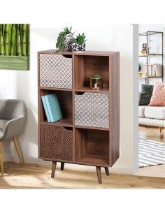 Bibliothèque Avec 6 Casiers Et 3 Portes Marron Atmosphera 2