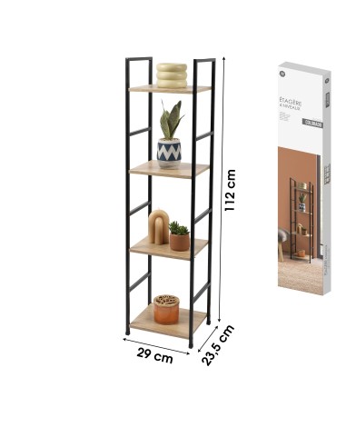 Étagère étroite 4 étagères Colorado Noir Five