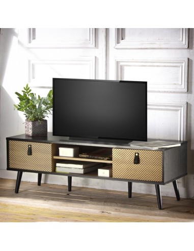 Meuble TV 2 Portes Chevrons Chelsea Atmosphera