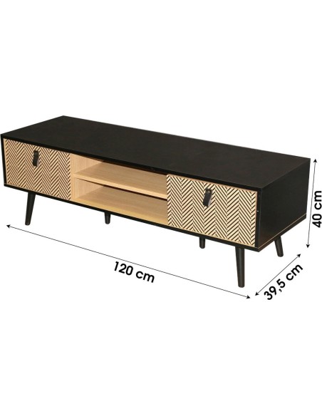 Meuble TV 2 Portes Chevrons Chelsea Atmosphera