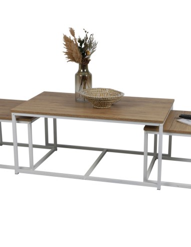 Lot De 3 Tables Basse La Casa Blanca En Bois Atmosphera