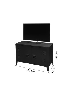 Meuble Tv En Métal Industriel Noir Atmosphera 2